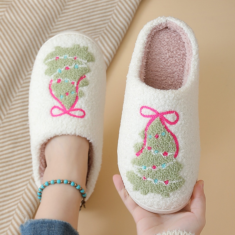 Shoe Tree - Zimowe kapcie bawełniane w kształcie choinki