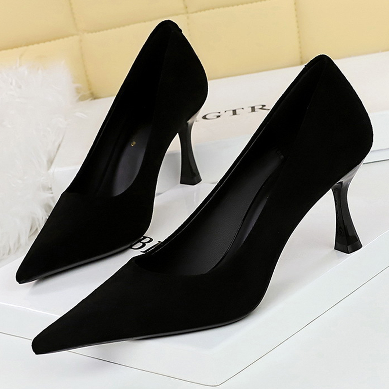 Shoe Tree - BIGTREE Buty Zamszowe Czarne Damskie Czółenka