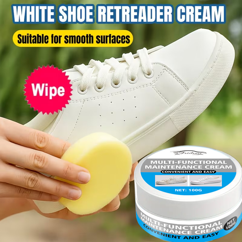 Leather Shoe Polish - Krem do wybielania obuwia z gąbką:
